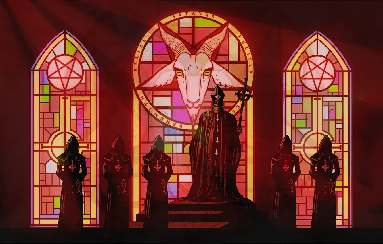 Photo wallpaper Church, ghost, the altar, art, band, Baphometh, occult, Nameless Ghouls