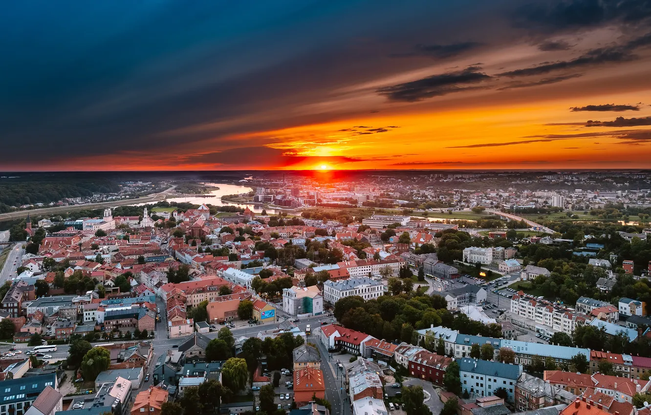 Wallpaper Lithuania, Kaunas, sunset for mobile and desktop, section ...