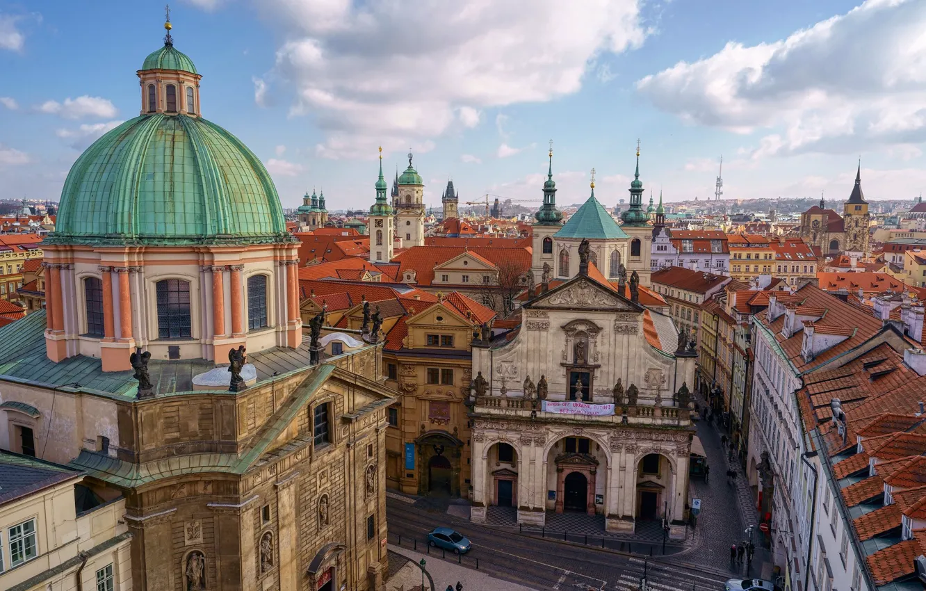 Photo wallpaper building, home, Prague, Czech Republic, temple, Prague, Czech Republic, Church of St. Francis of Assisi