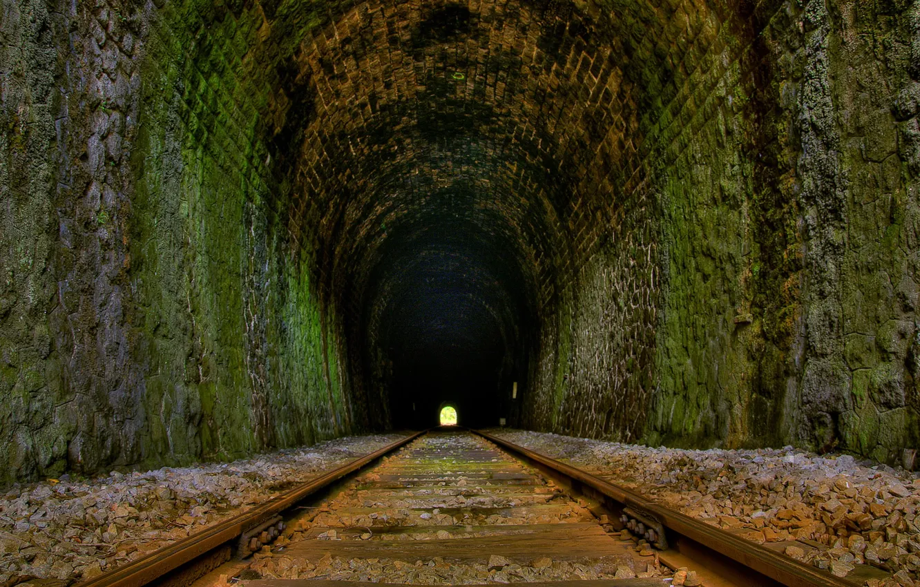 Photo wallpaper road, rails, the tunnel, 154