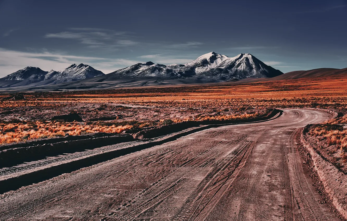 Photo wallpaper road, nature, Chile, Atacama desert