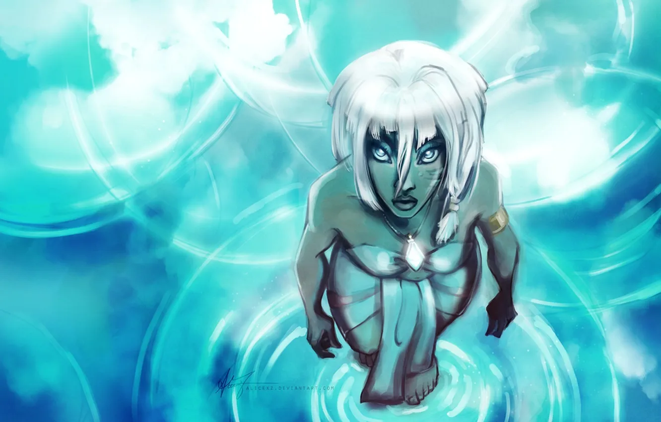 Photo wallpaper look, girl, light, Atlantis