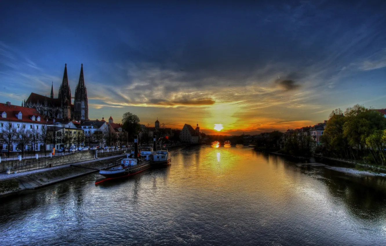 Photo wallpaper sunset, Germany, Germany, sunset, Regensburg, Regensburg