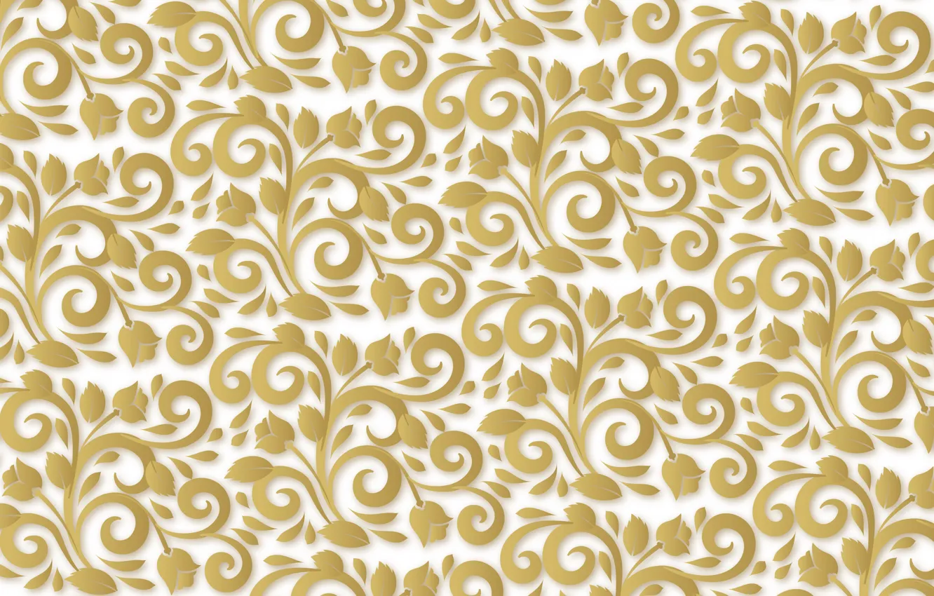 Photo wallpaper background, gold, white, ornament, pattern