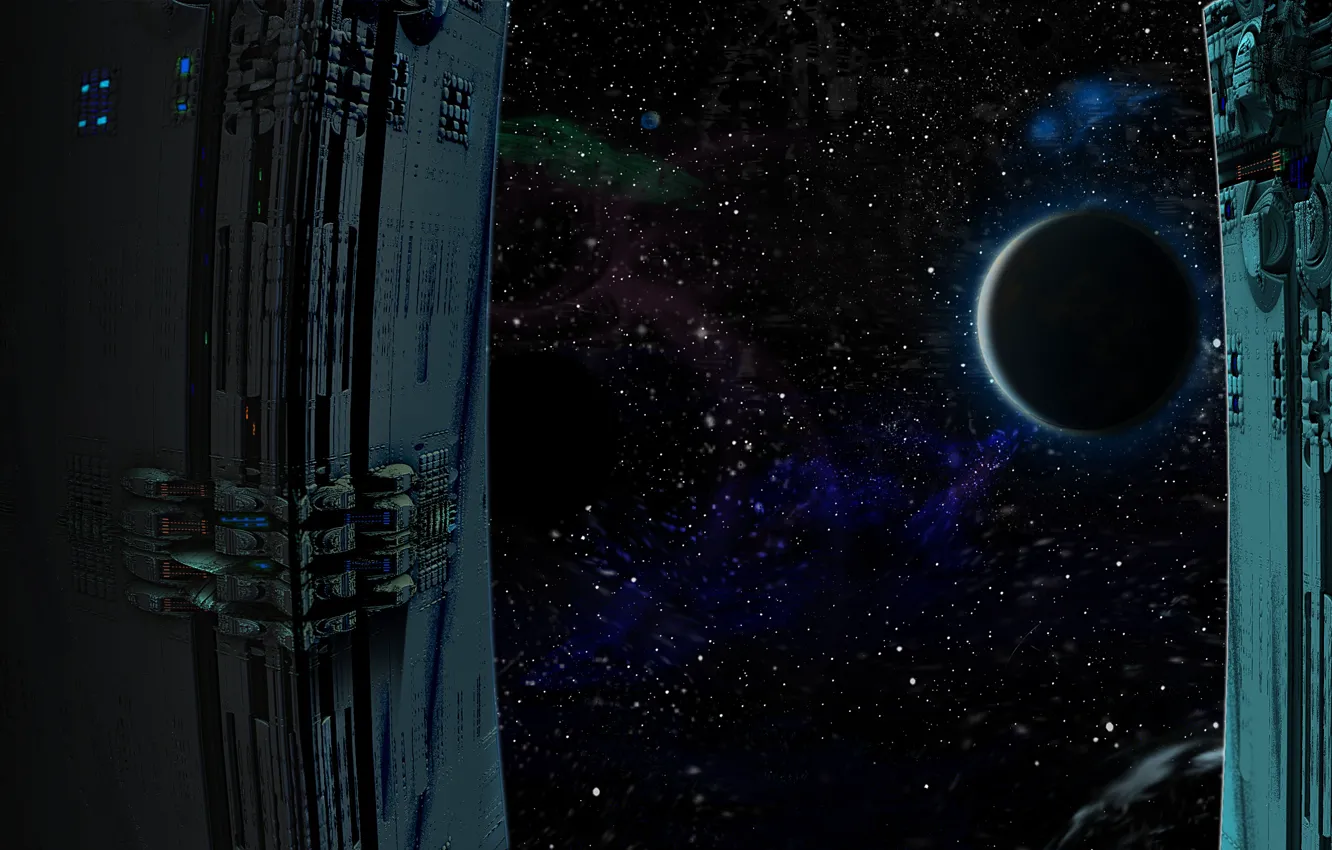 Photo wallpaper stars, planet, eclipse