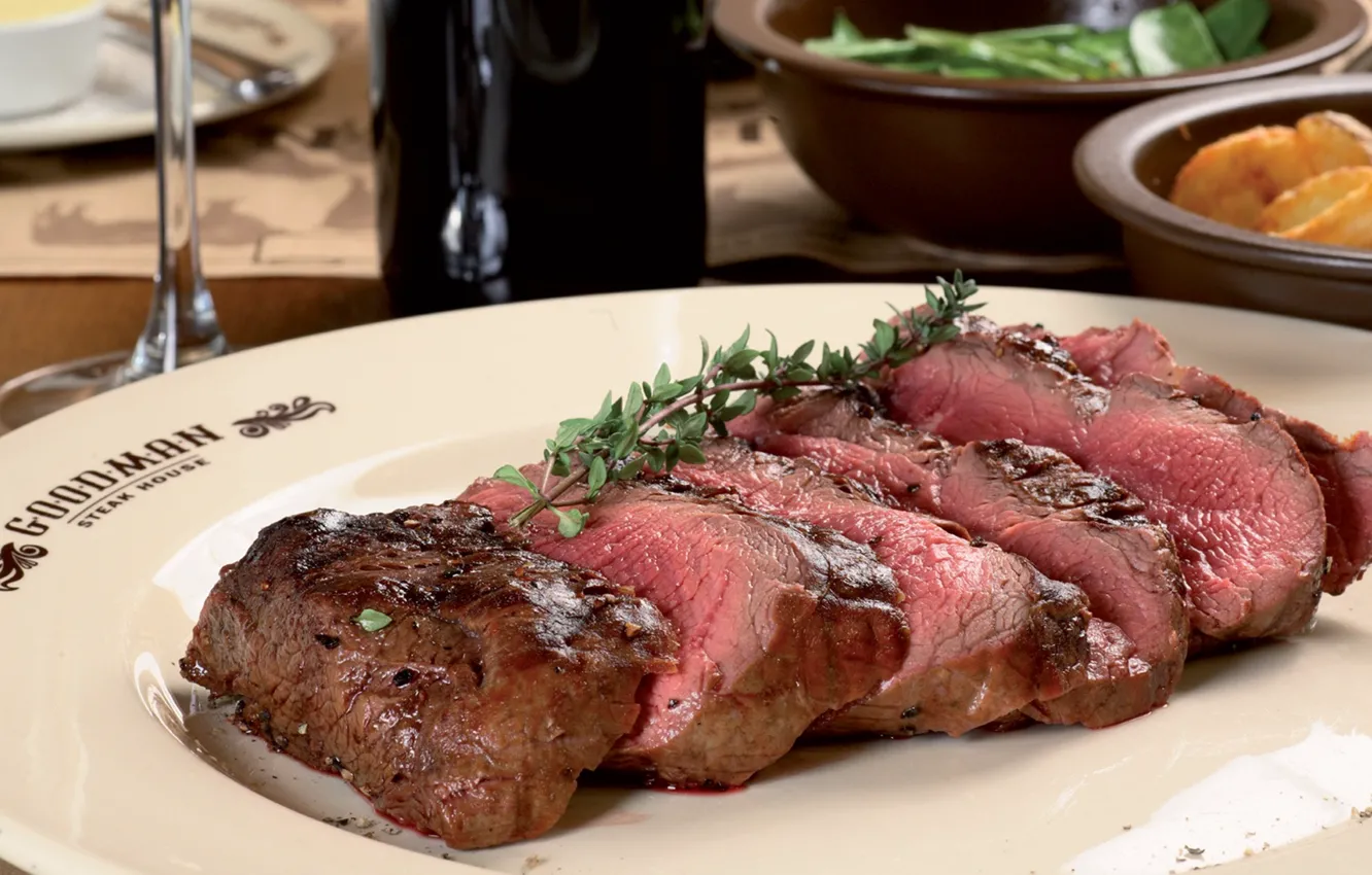 Photo wallpaper meat, rosemary, steak