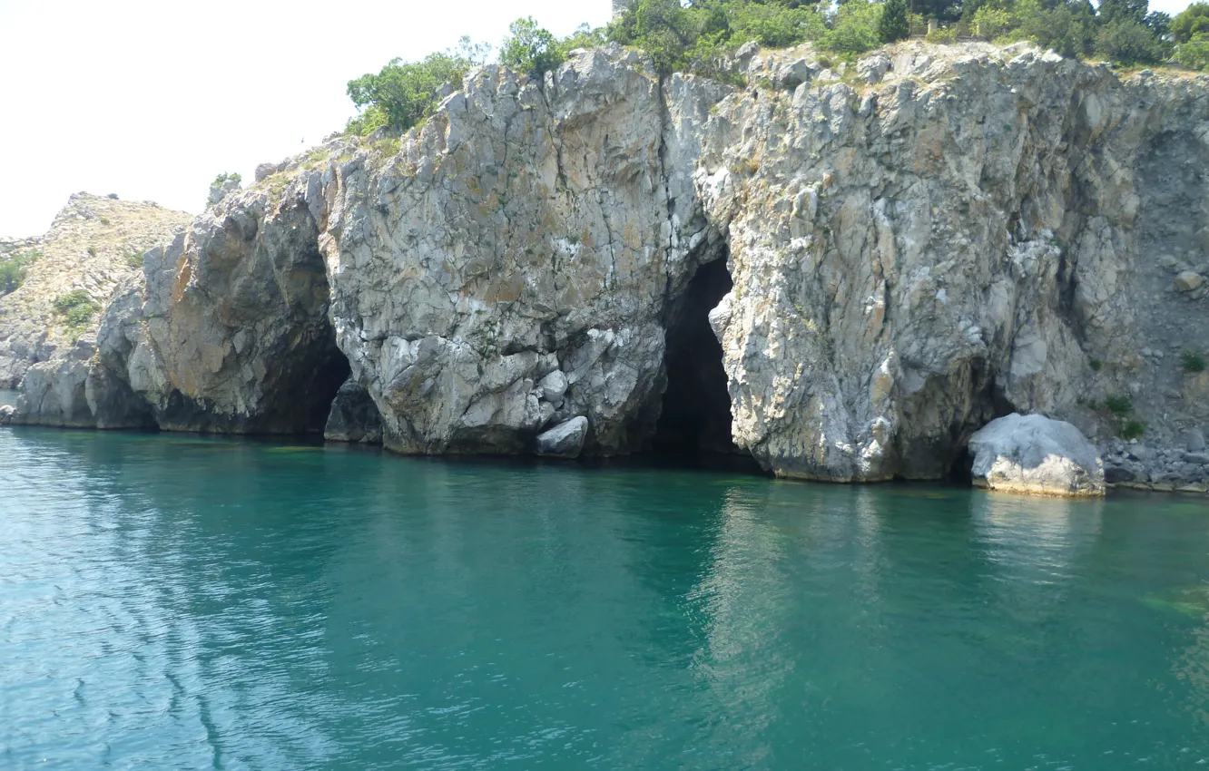 Photo wallpaper sea, cave, Crimea