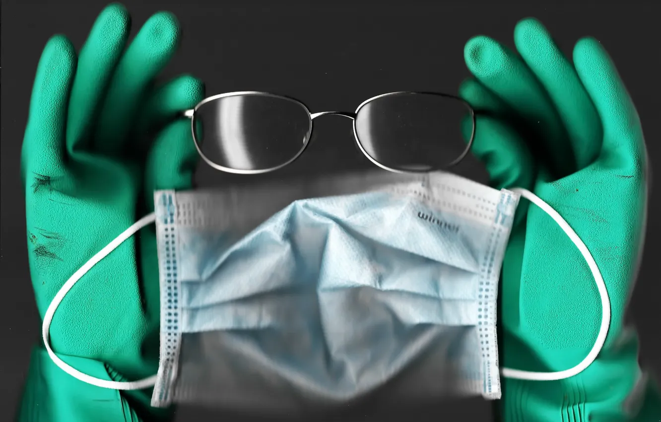 Photo wallpaper mask, glasses, gloves