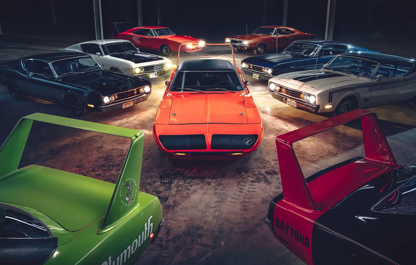 Photo wallpaper daytona, dodge charger, muscle cars, plymouth superbird