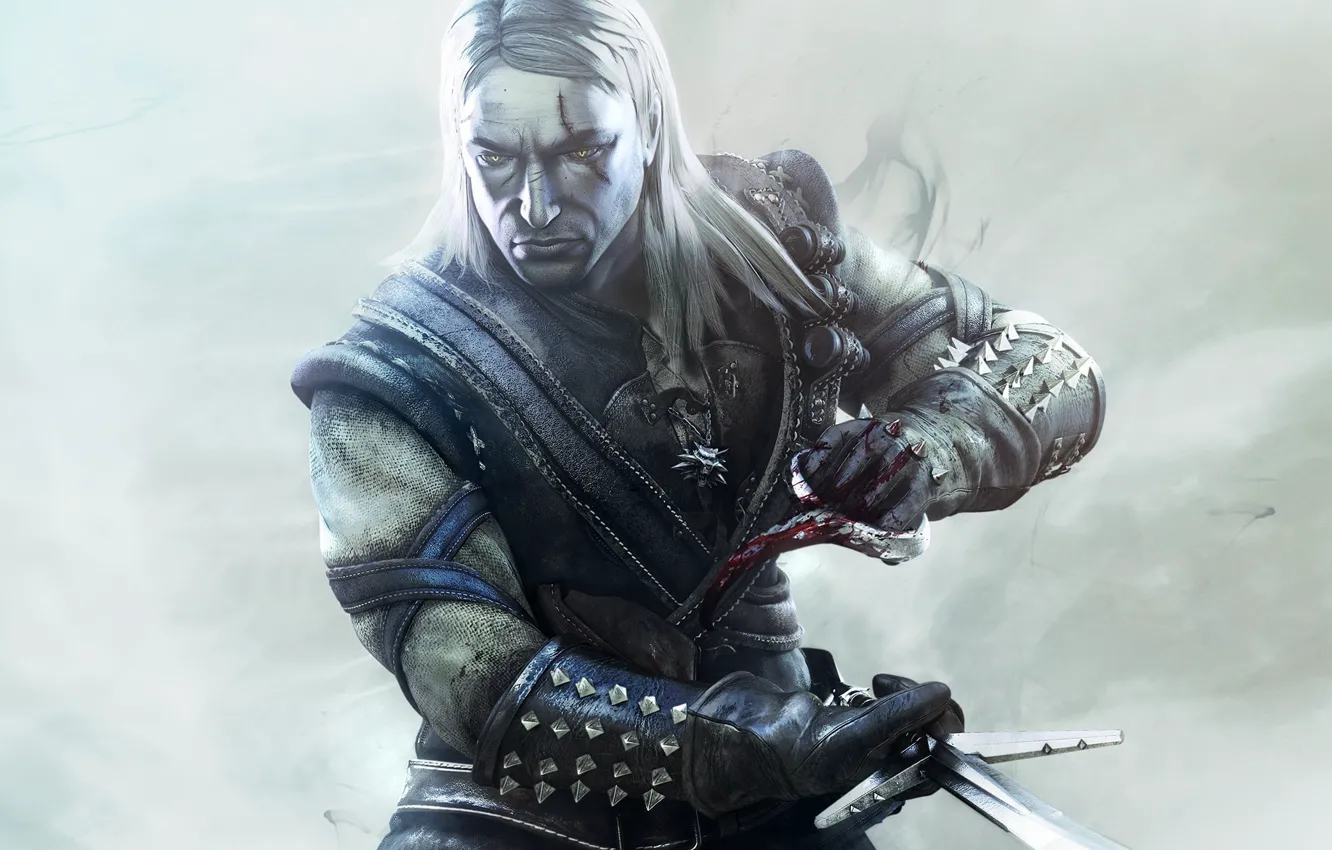 Photo wallpaper blood, Wallpaper, the game, sword, game, the Witcher, killer, The witcher