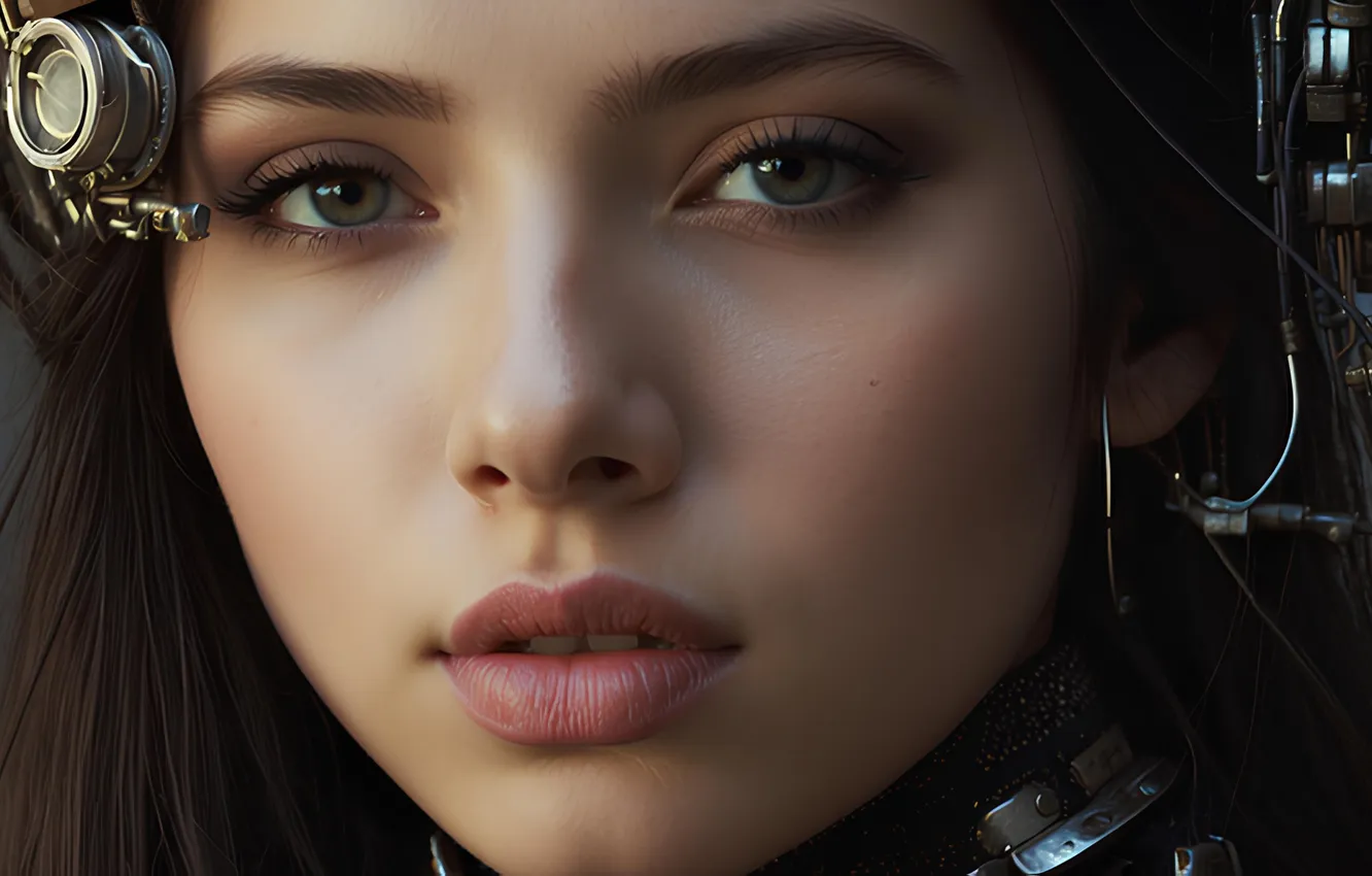Photo wallpaper portrait, look, girl, AI art, neural network