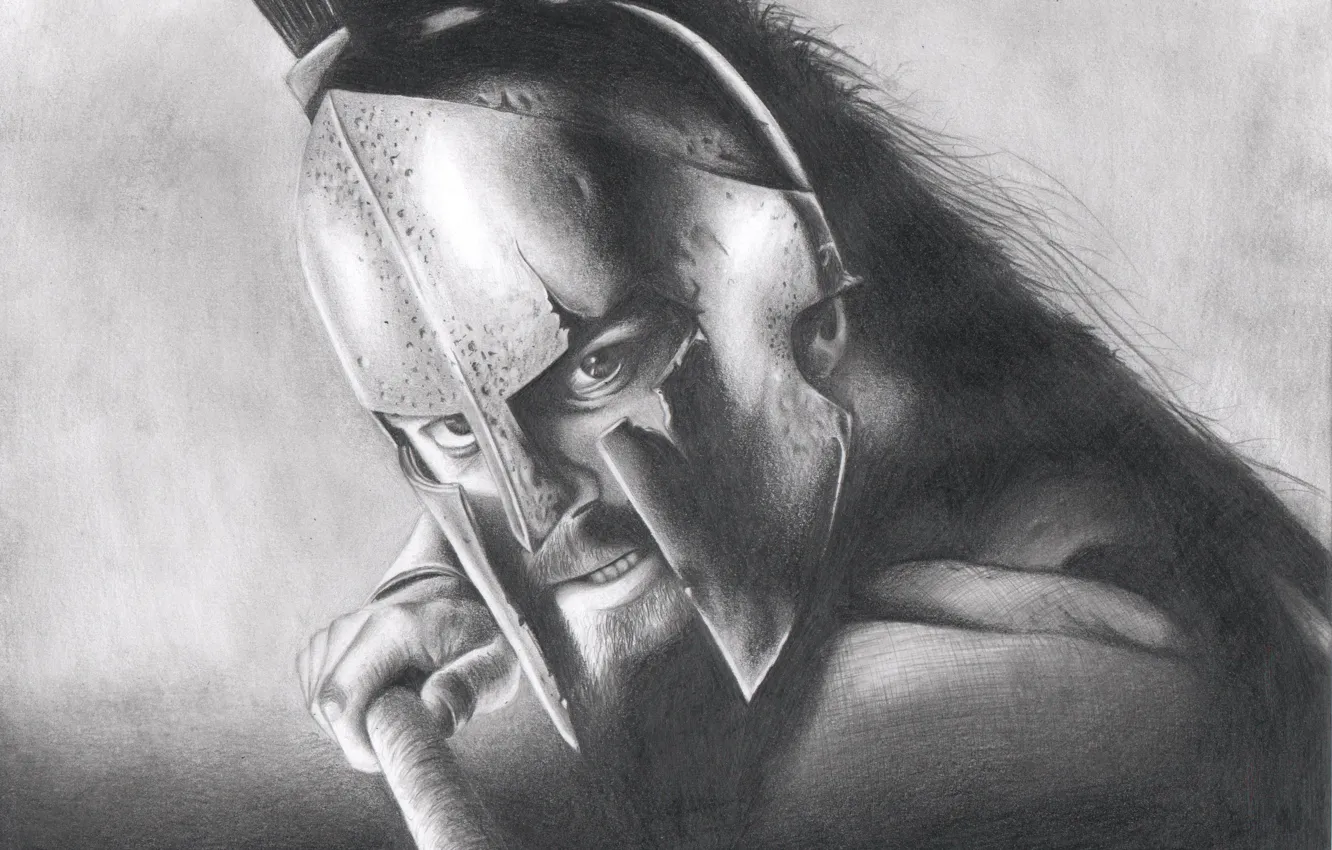Photo wallpaper figure, pencil, Leonid, 300 Spartans