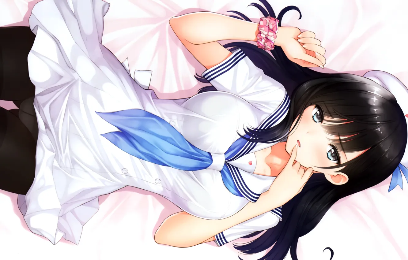 Photo wallpaper girl, sexy, lingerie, Cameltoe, panties, long hair, dress, anime