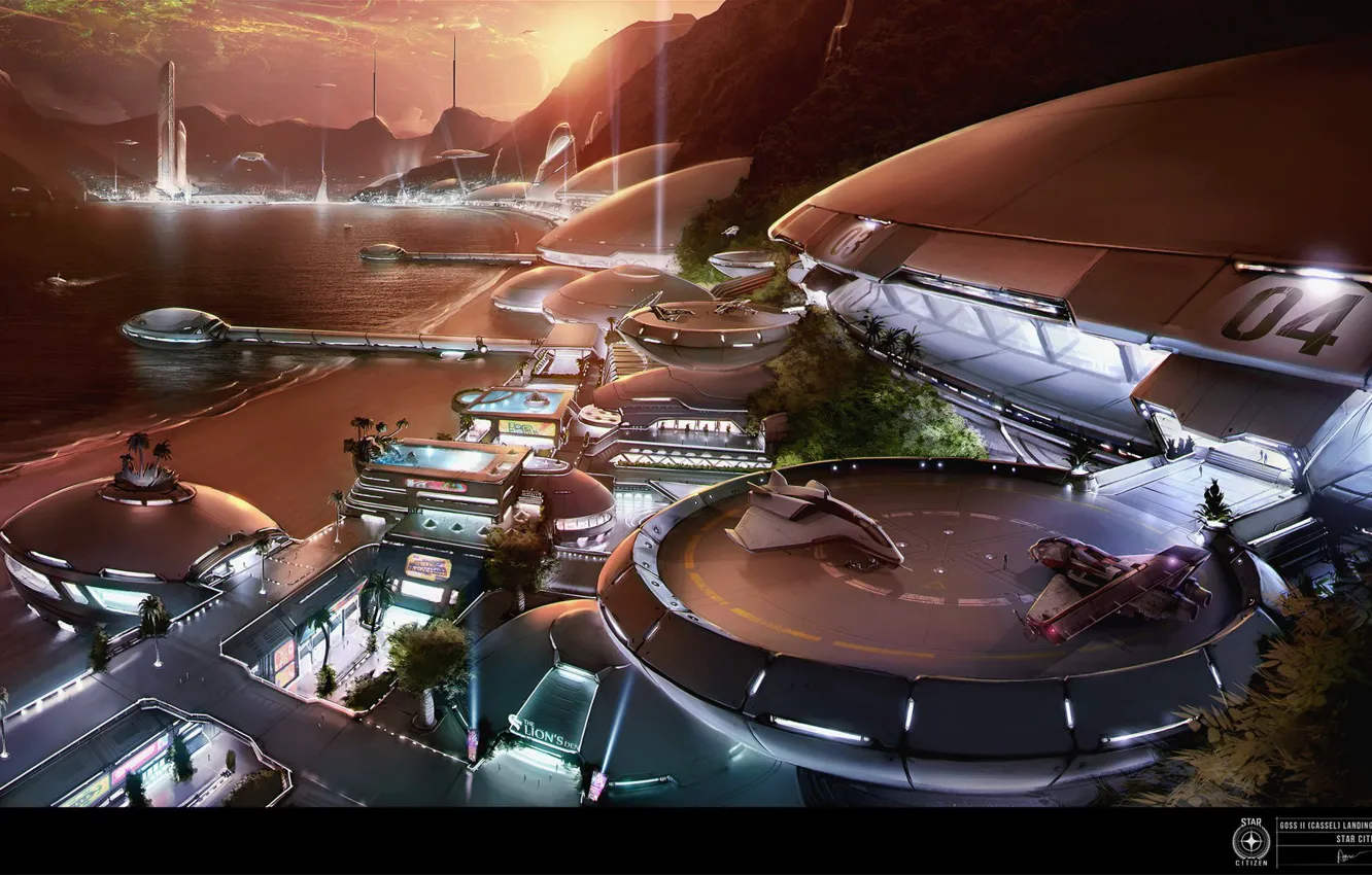 Photo wallpaper shore, Star Citizen, Goss II Landing Pad