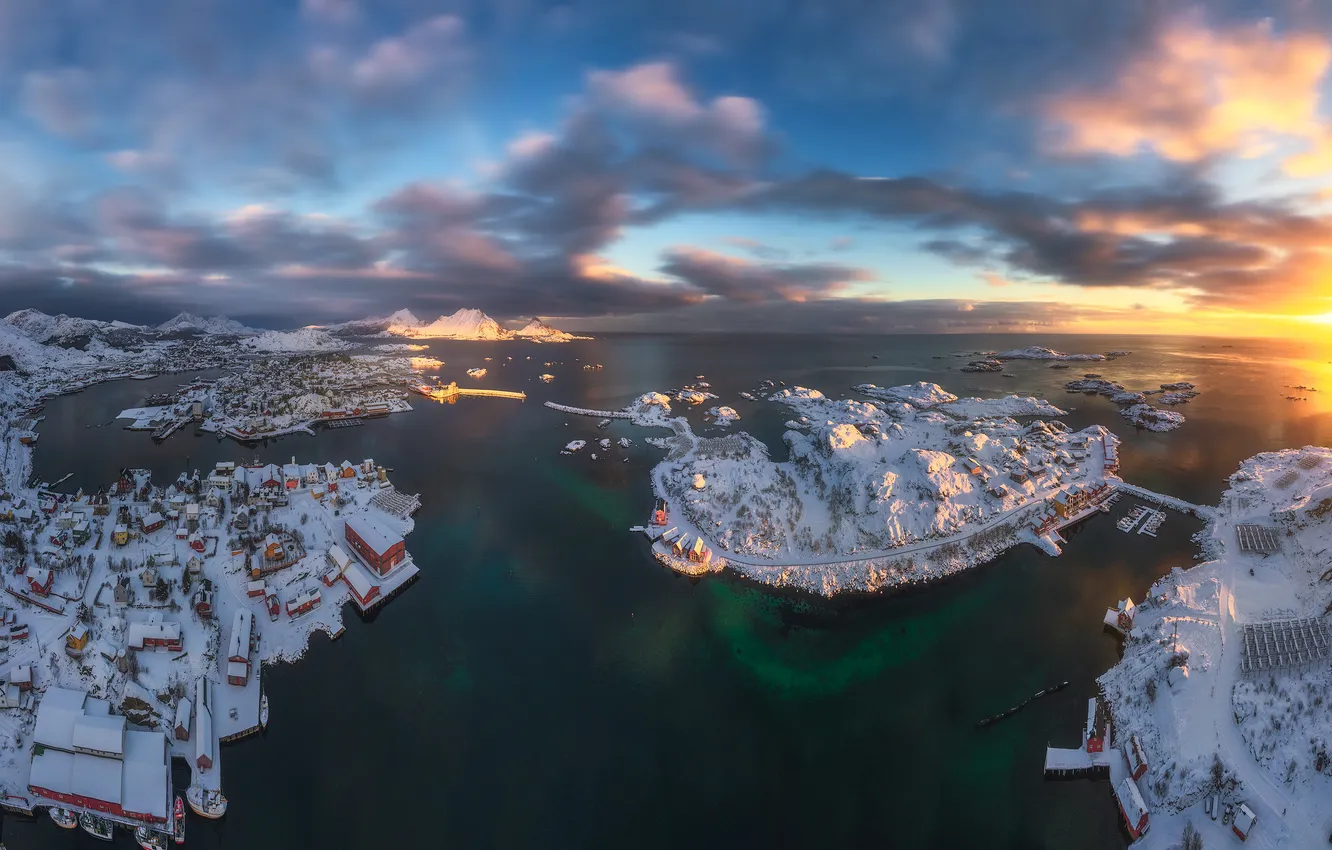 Photo wallpaper sunset, Norway, Lofoten