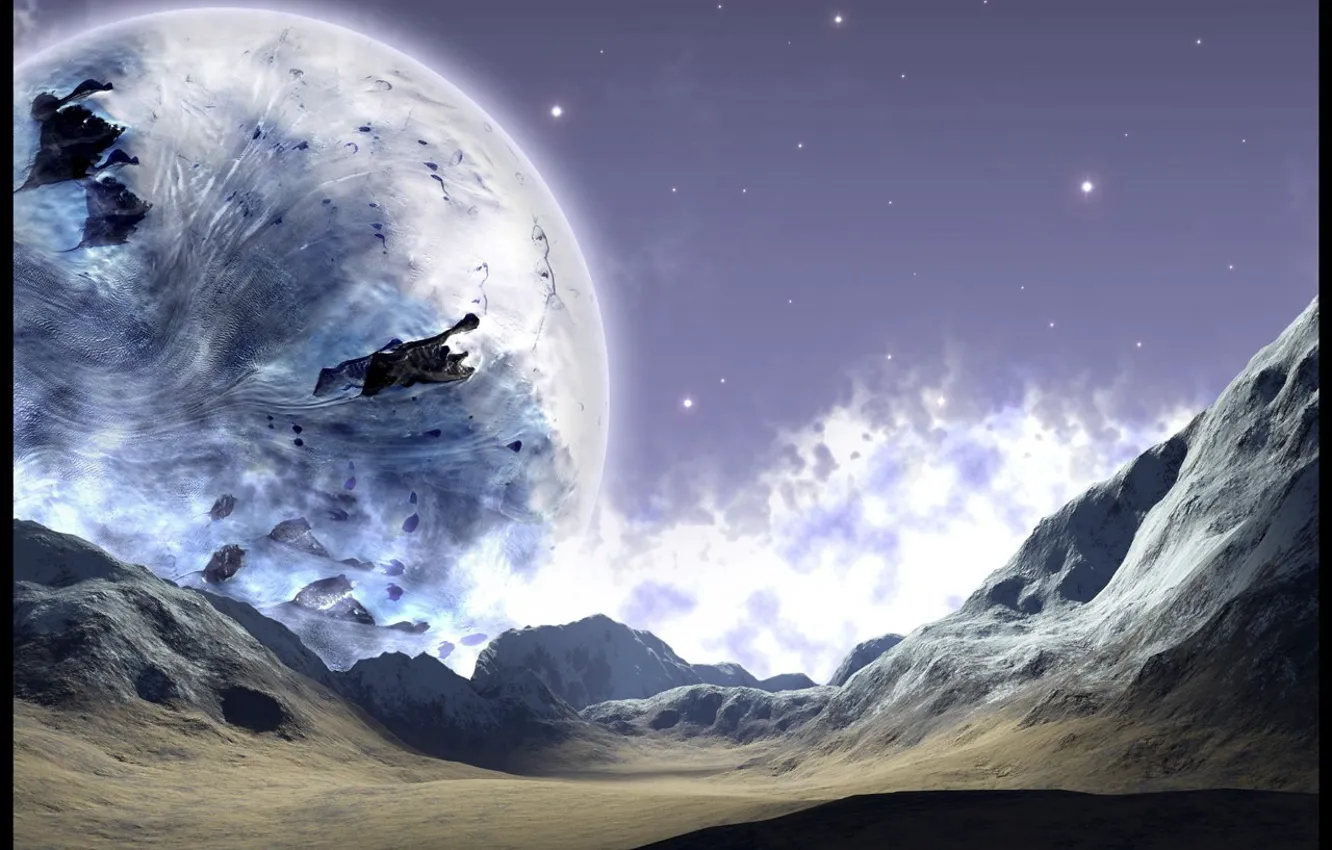 Photo wallpaper the sky, the moon, planet