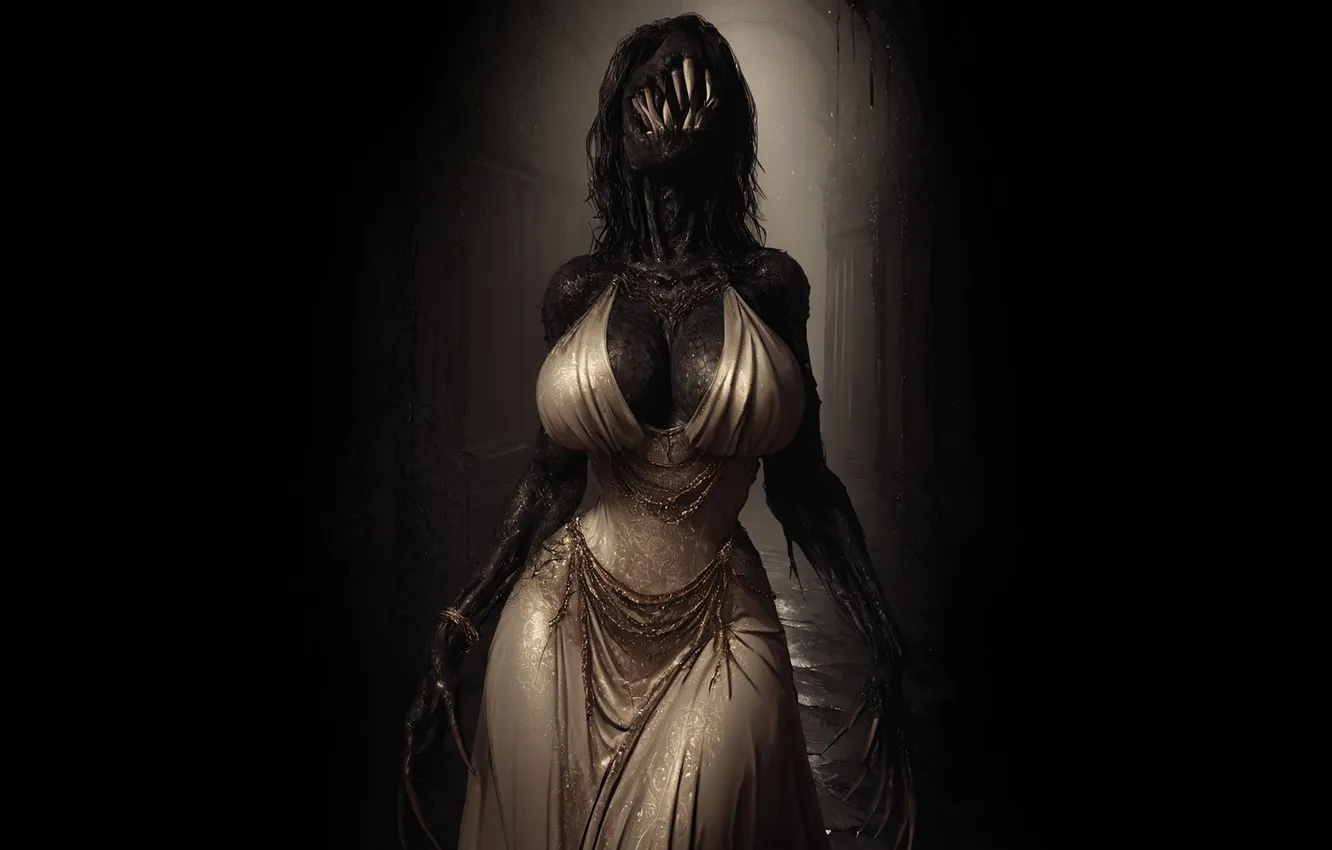 Photo wallpaper girl, monster, being, dress