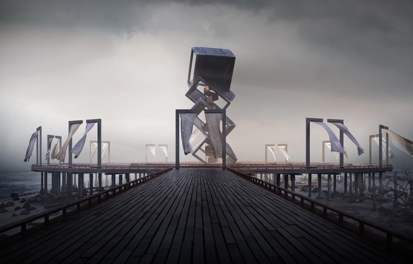 Photo wallpaper construction, piling up, Northwind