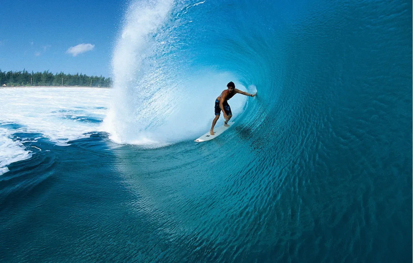 Photo wallpaper water, wave, Surfer
