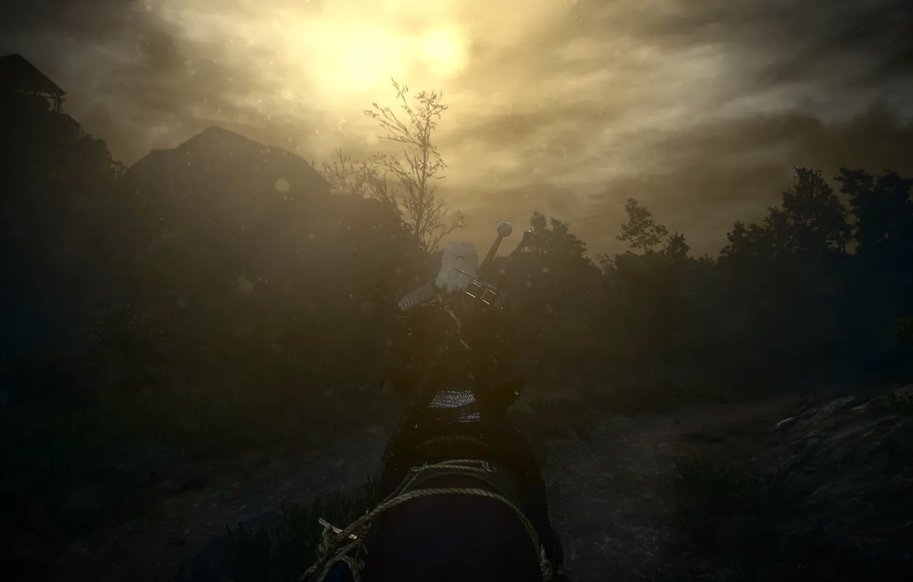 Photo wallpaper landscape, The Wild Hunt, The Witcher, Witcher, Wild Hunt