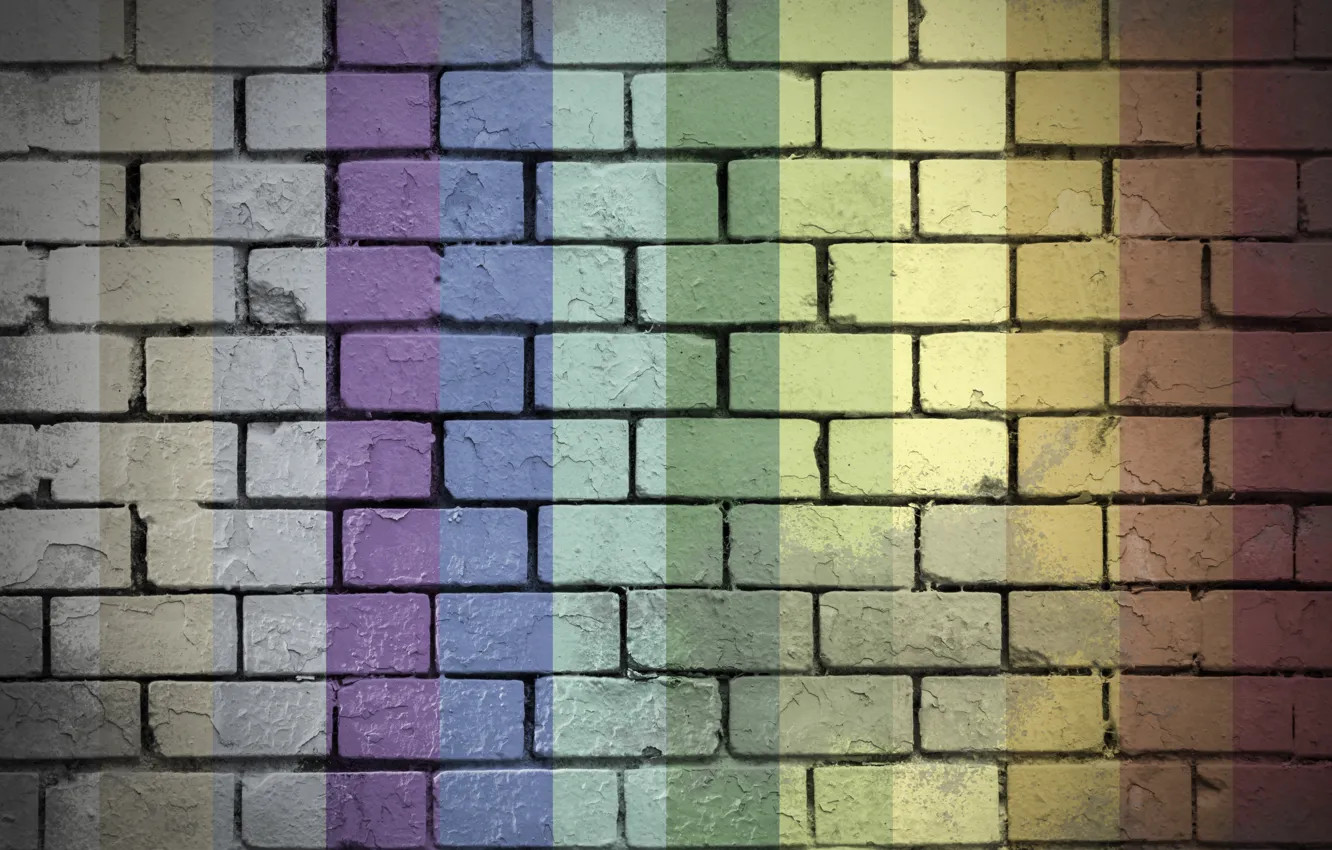 Photo wallpaper colorful, rainbow, wall, bricks, textures, 4k ultra hd background
