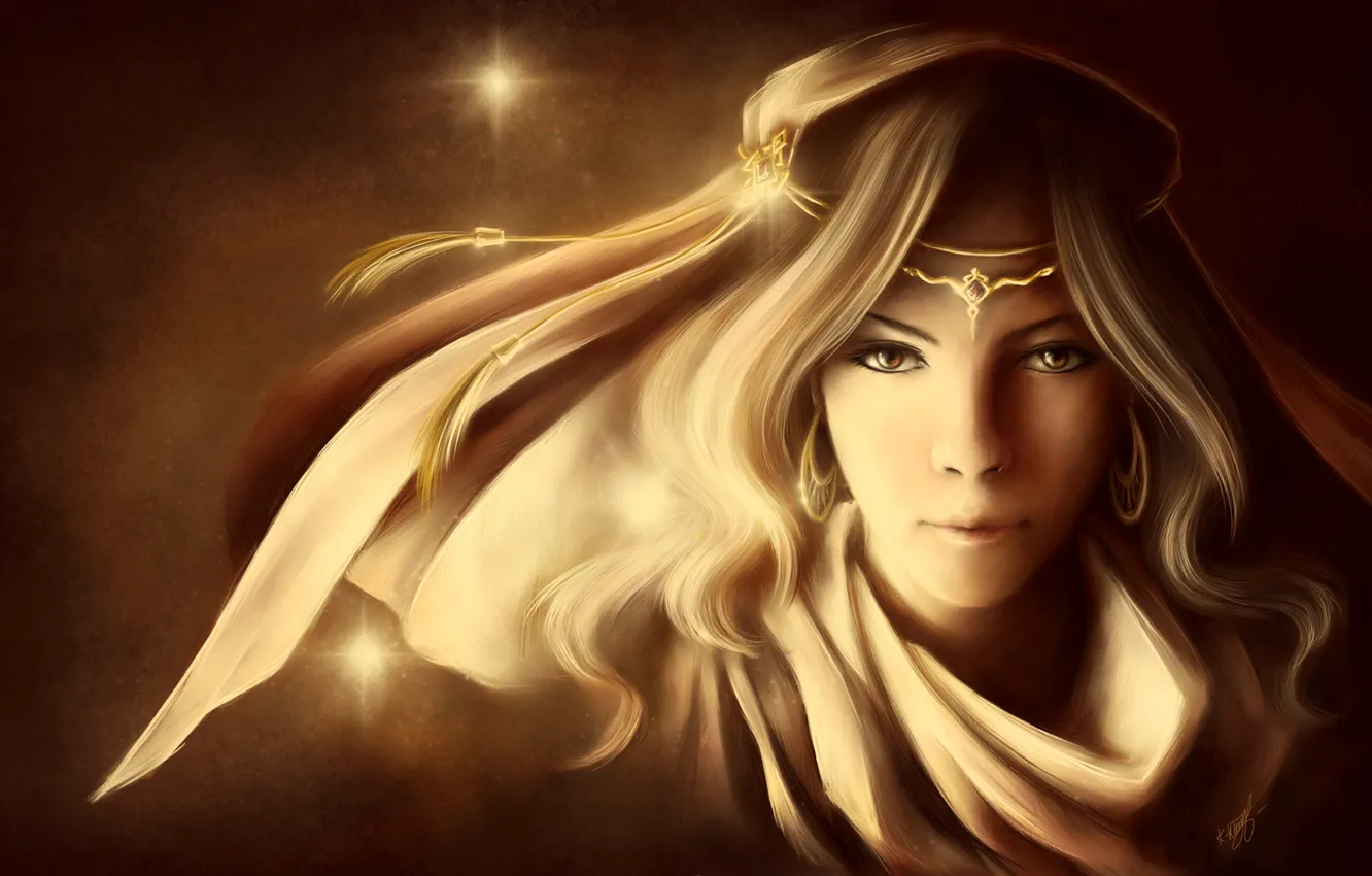 Photo wallpaper girl, face, background, star, art, Diadema