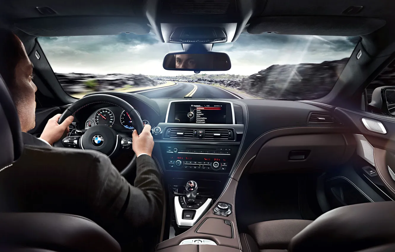 Photo wallpaper BMW, road, Coupe, tuning, Gran Coupe, view, interior, mpower