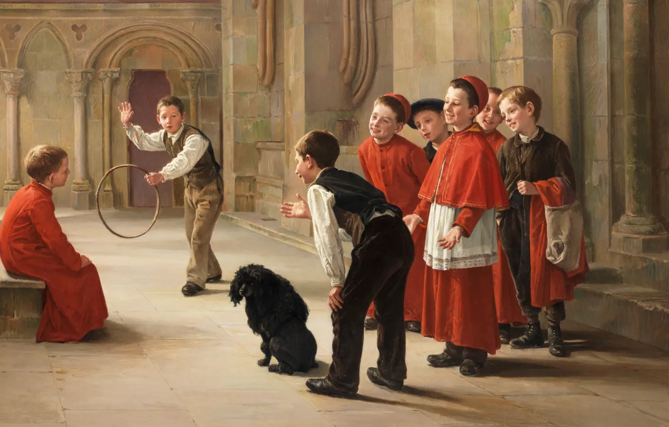 Photo wallpaper French painter, French painter, oil on canvas, Charles Bertrand D'Entraygues, New tricks, New tricks, Charles …