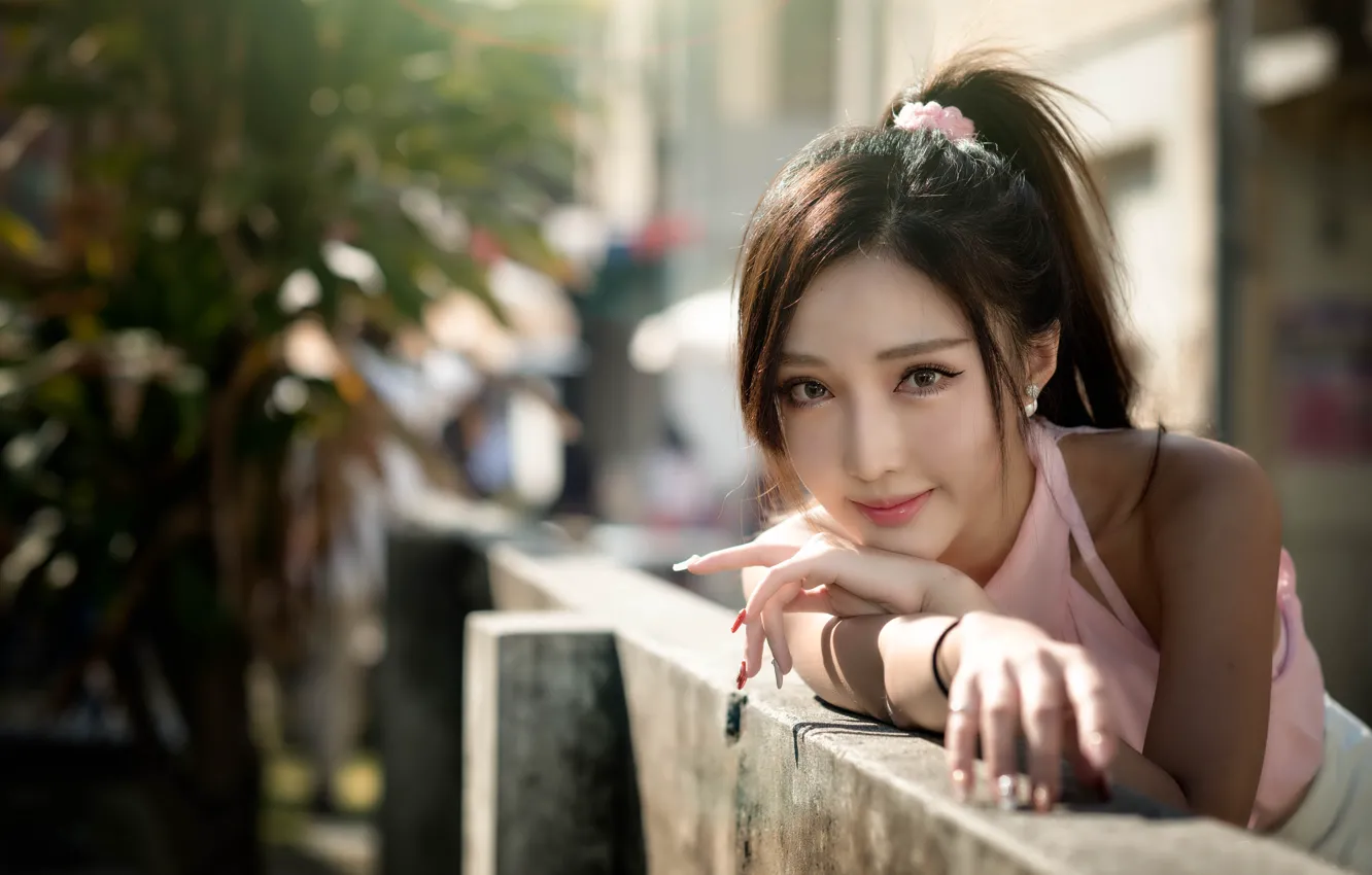 Photo wallpaper smile, Oriental girl, chingcho Chang