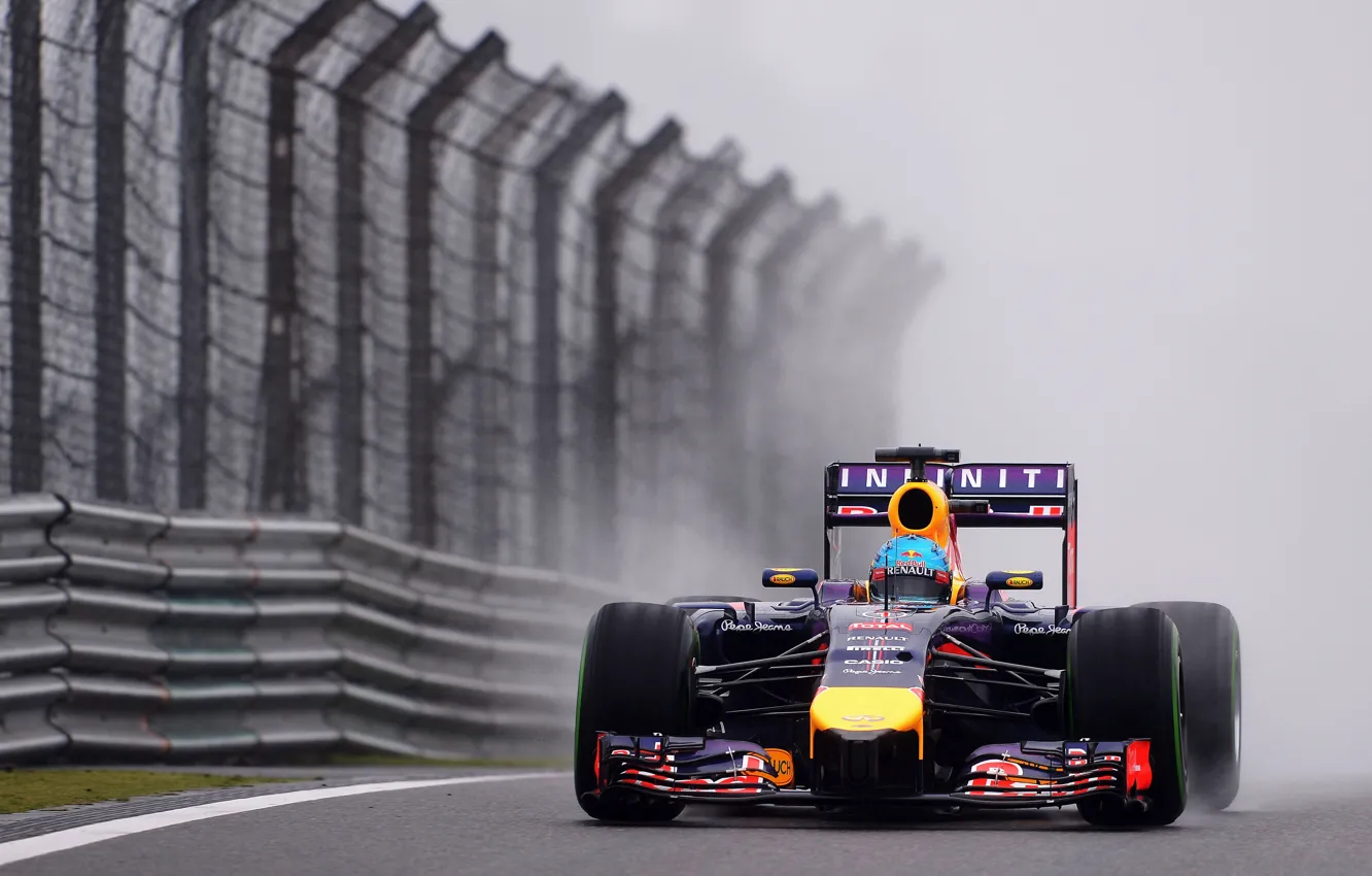 Photo wallpaper rain, Formula 1, Red Bull, Vettel, Sebastian, rb 10