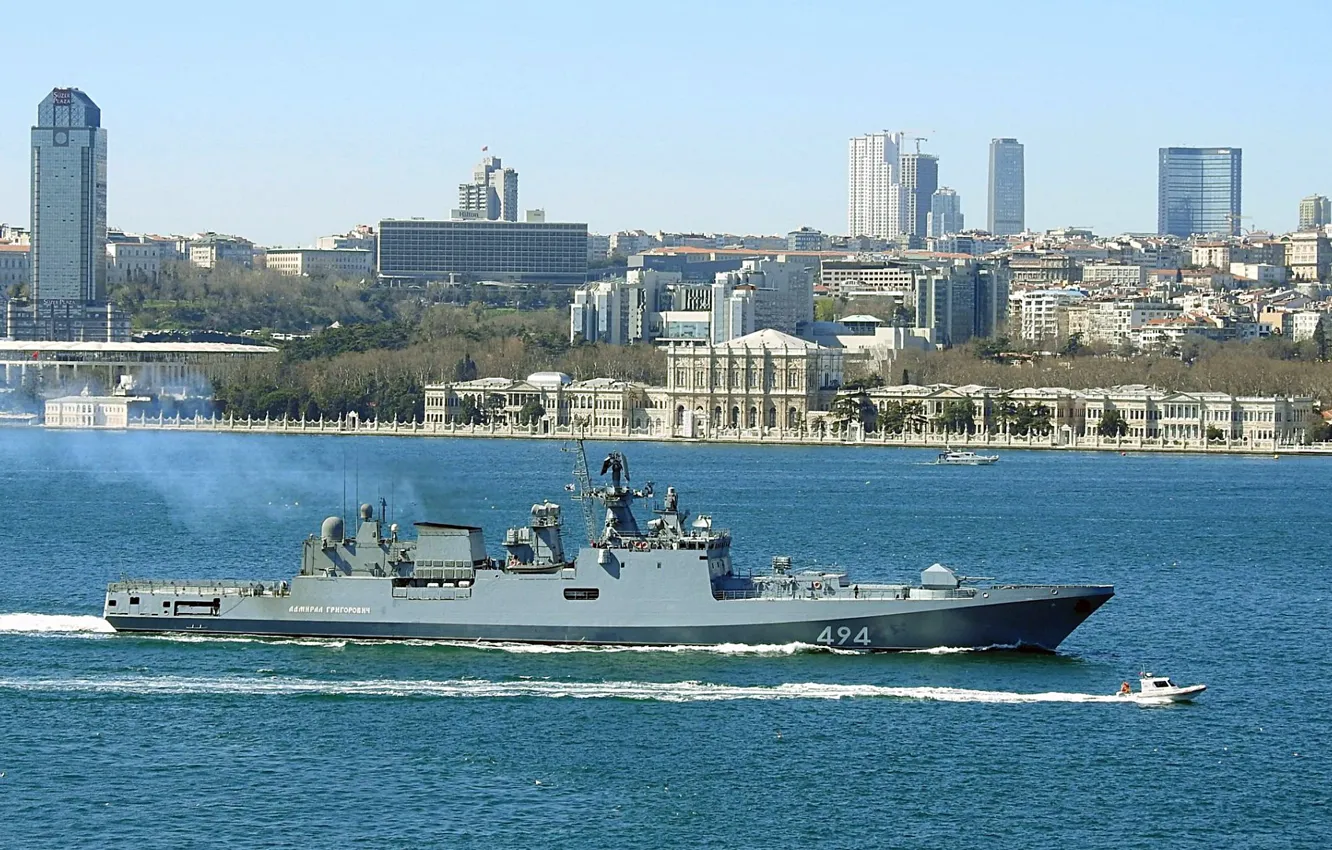 Photo wallpaper frigate, the Bosphorus, the project 11356, Admiral Grigorovich