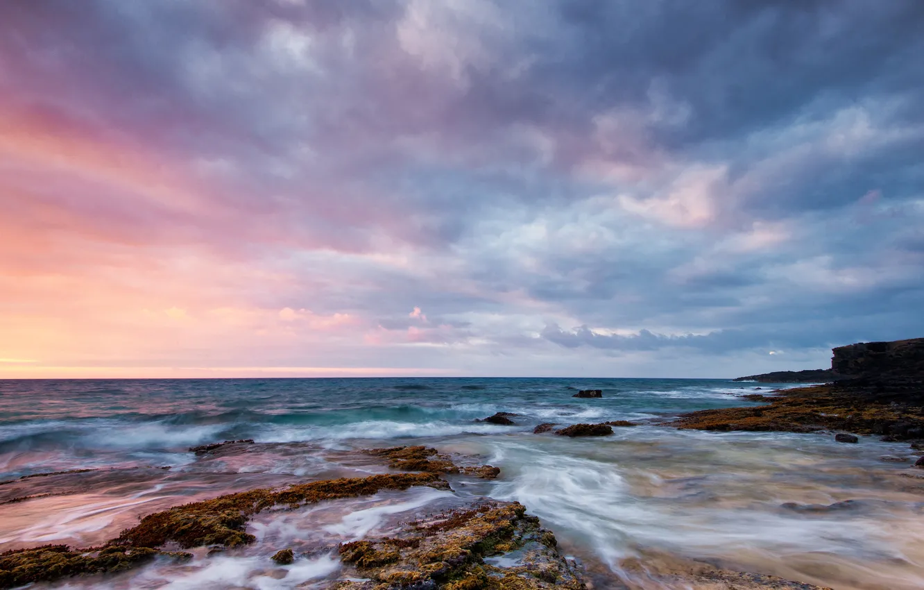 Photo wallpaper landscape, the ocean, dawn, Hawaii