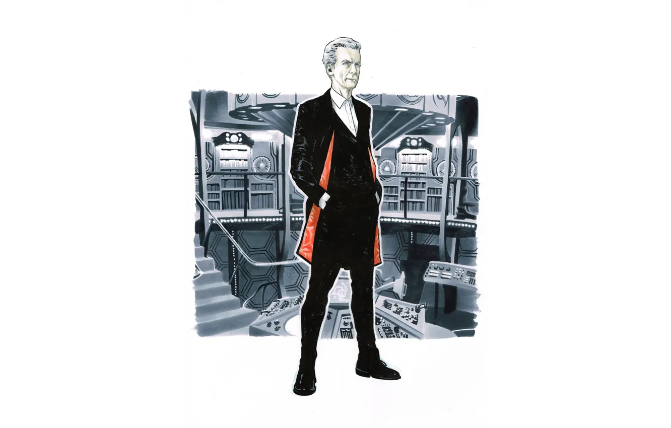 Photo wallpaper interior, art, costume, male, Doctor Who, Doctor Who, The TARDIS, TARDIS