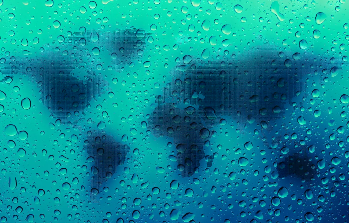 Photo wallpaper droplets, map, water, the world, drying