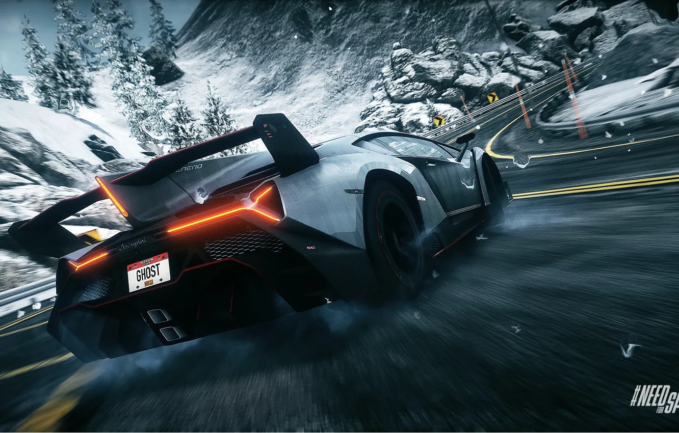 Photo wallpaper Skid, drift, Ghost, Need for Speed, nfs, Rivals, Lamborghini Veneno, NFSR