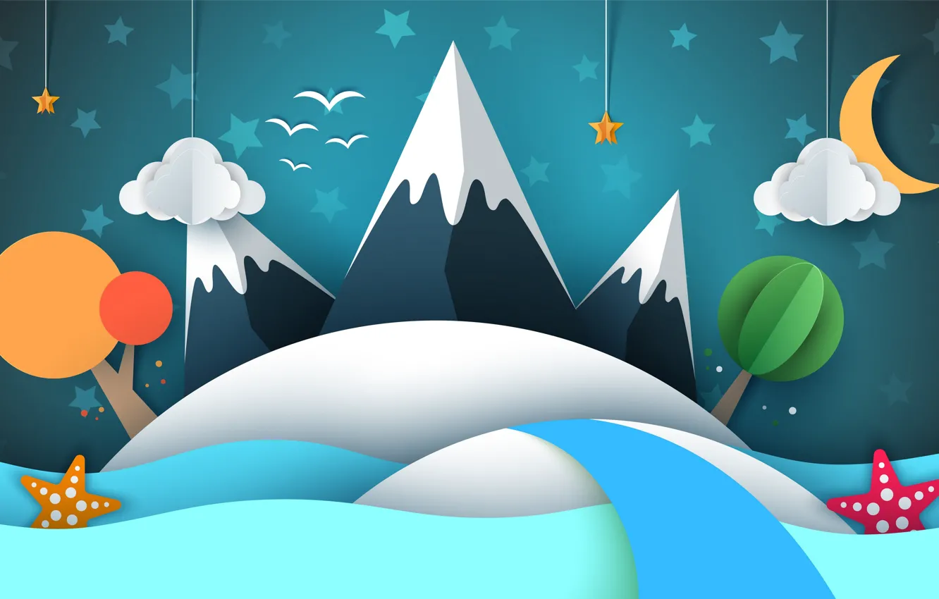 Photo wallpaper mountains, nature, figure