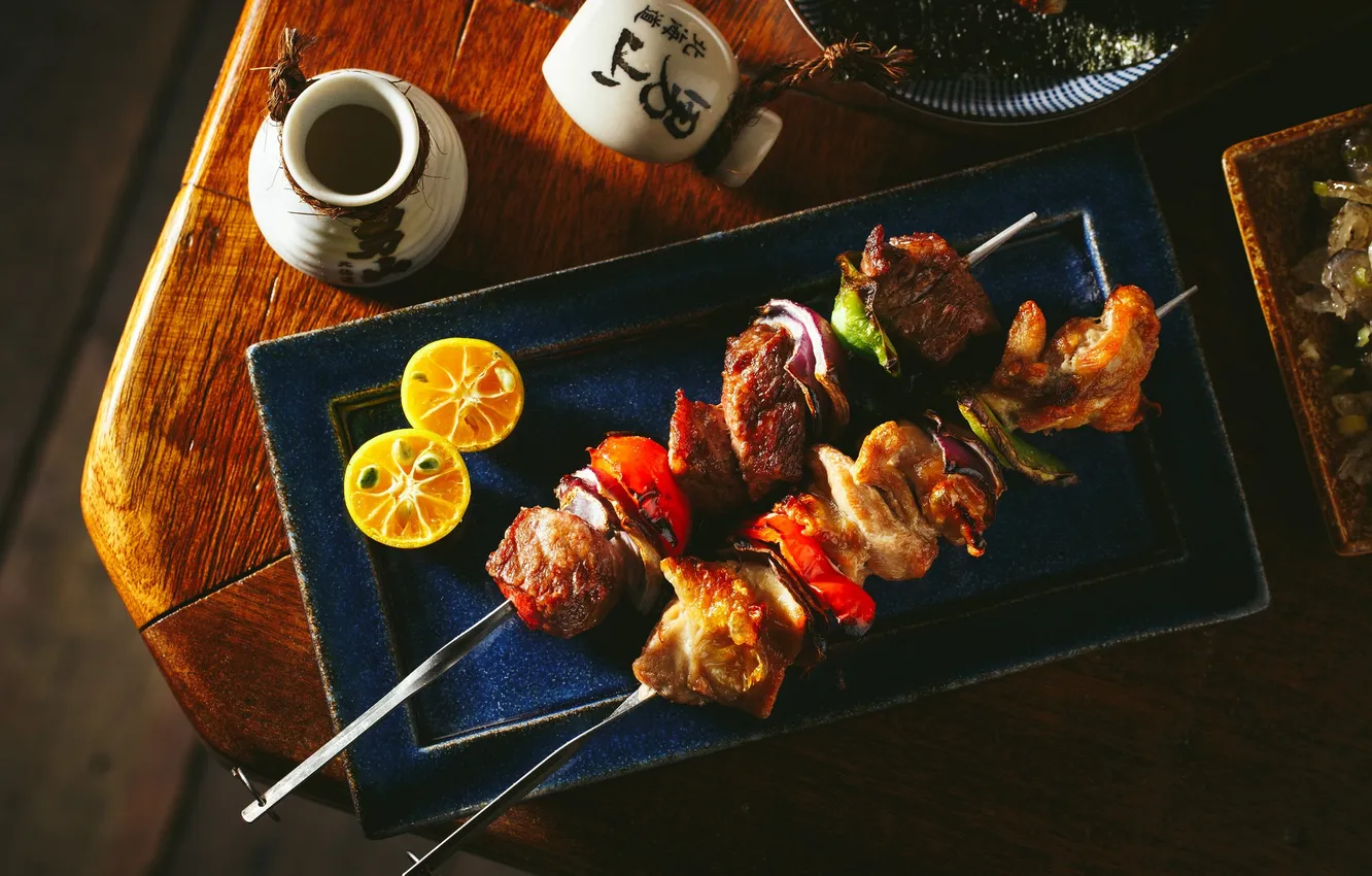 Photo wallpaper meat, kebab, skewers