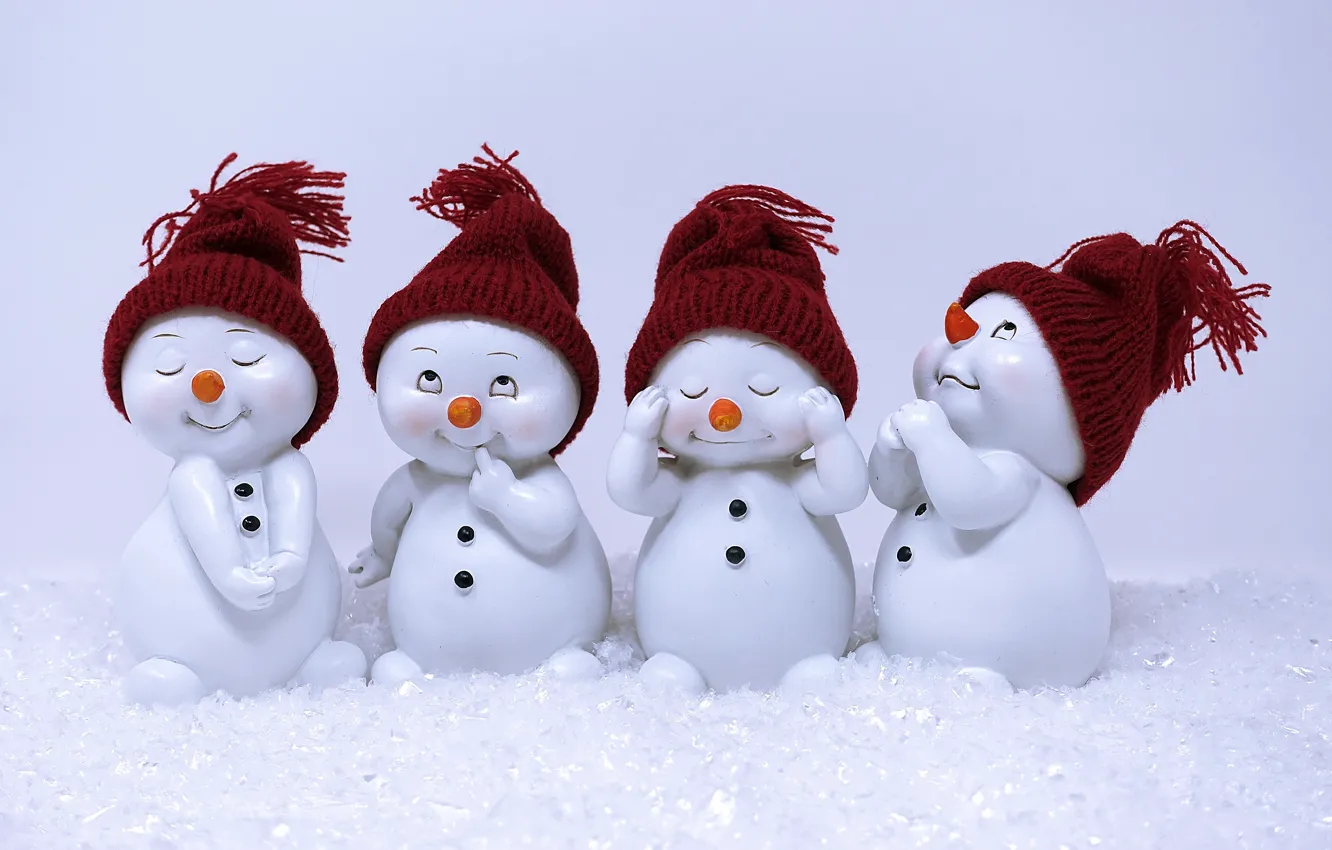 Photo wallpaper winter, Christmas, figure, cute, snowman, funny, souvenir, fun