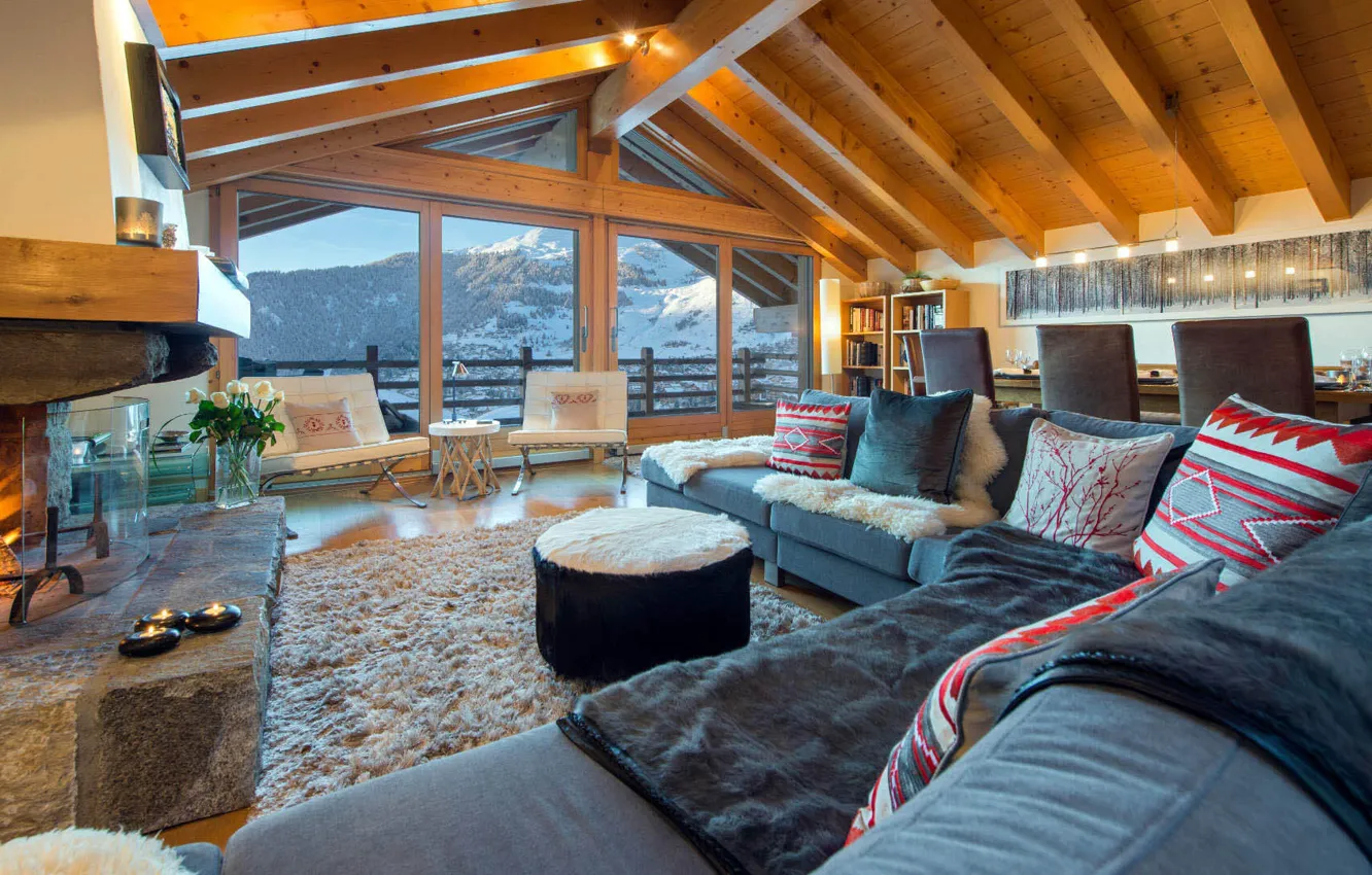Wallpaper design, style, interior, fireplace, living room, living room ...