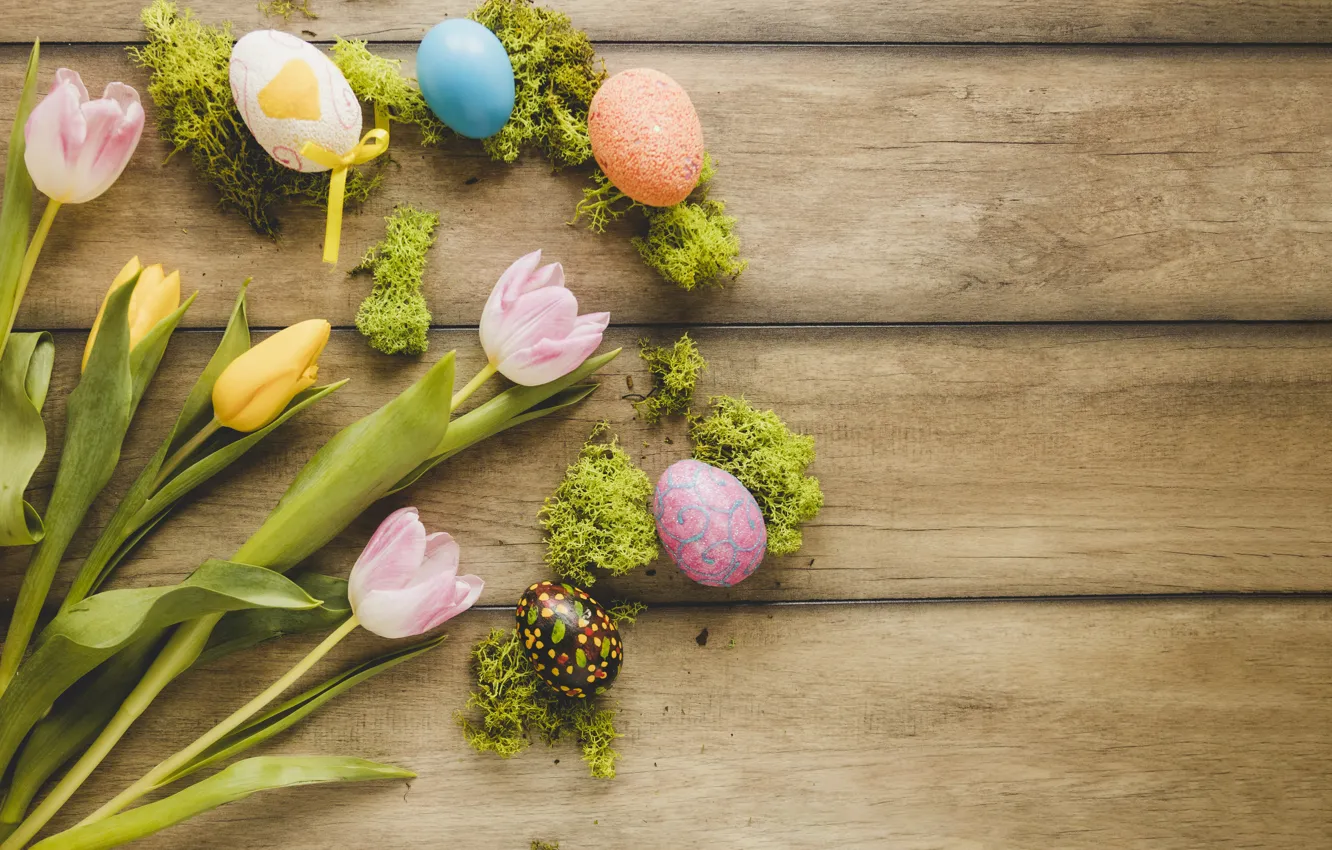 Photo wallpaper flowers, spring, Easter, tulips, pink, pink, flowers, tulips