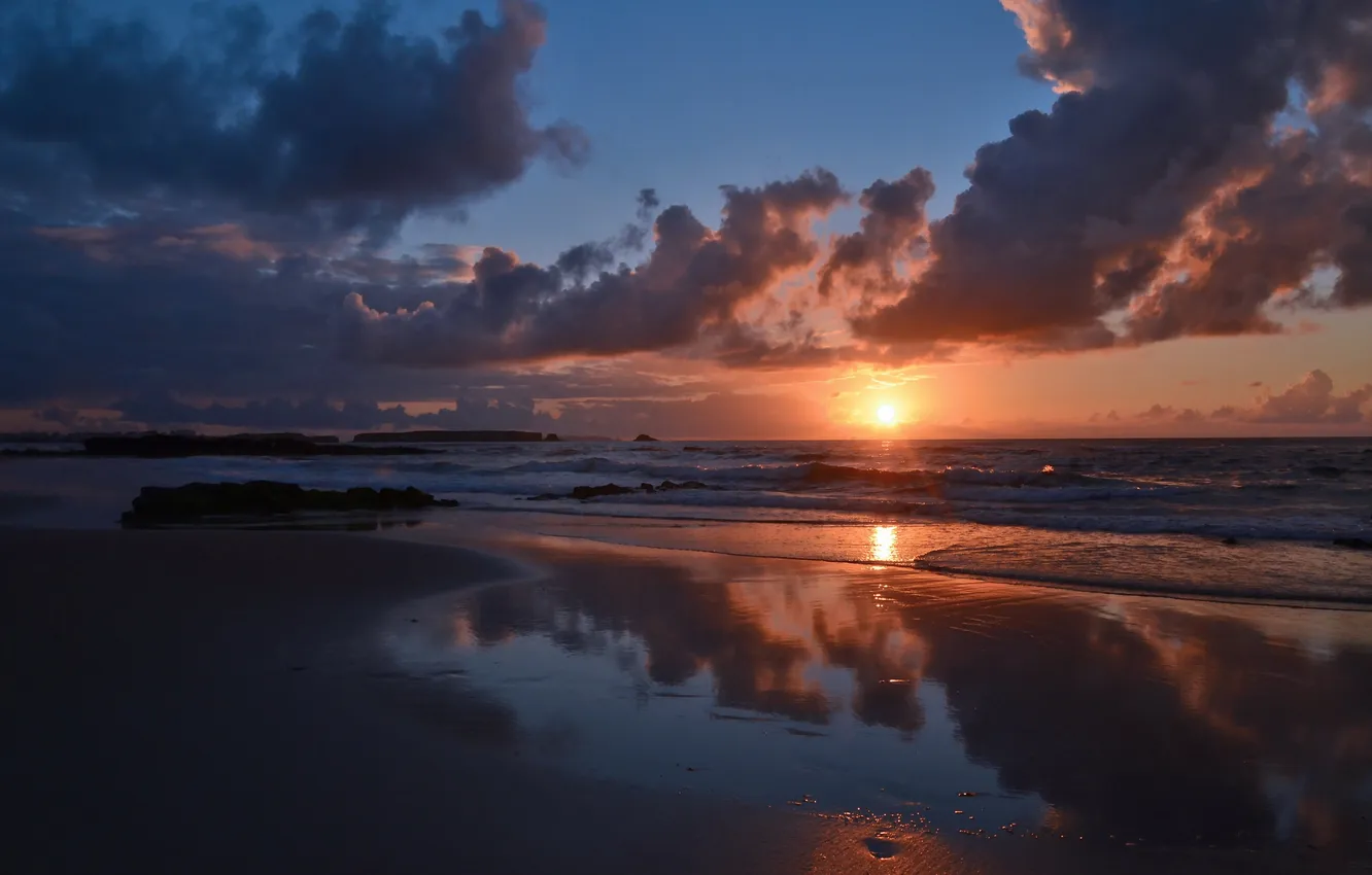 Photo wallpaper sunset, Portugal, Almagreira sunset