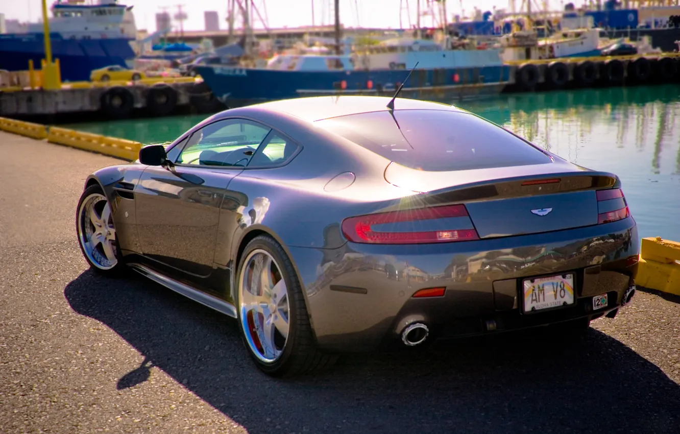 Photo wallpaper car, machine, auto, glare, Aston Martin, Marina, cars, port