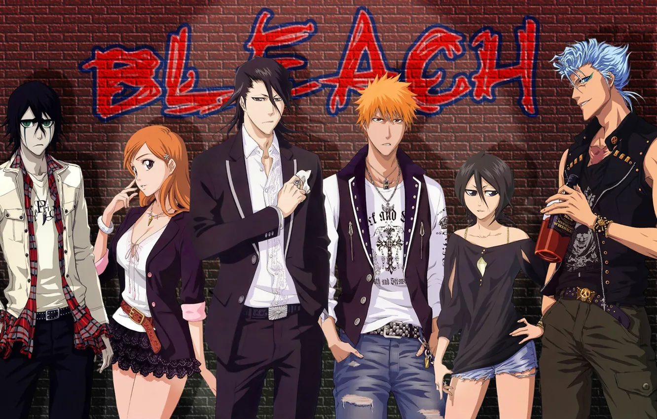 Photo wallpaper girls, art, guys, bleach, Kurosaki Ichigo, bleach, ulquiorra, down