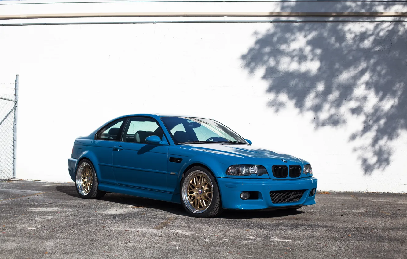 Photo wallpaper bmw, blue, e46, m3