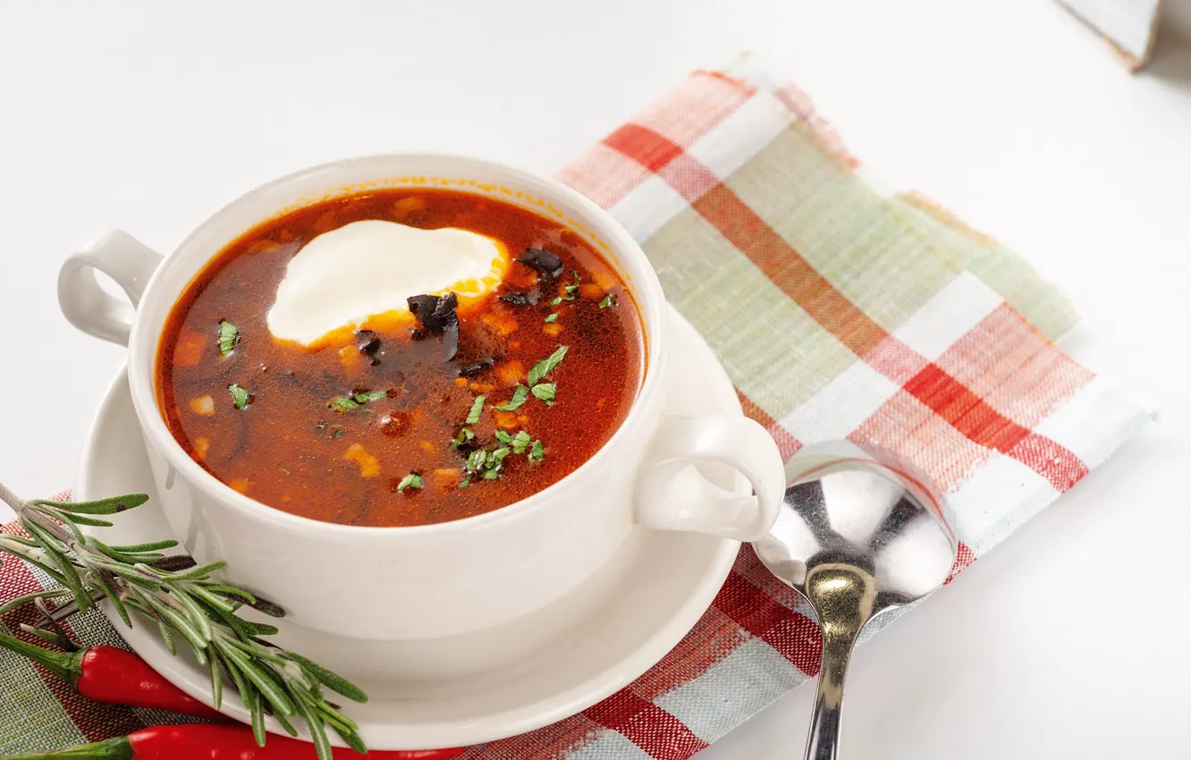Photo wallpaper soup, rosemary, sour cream