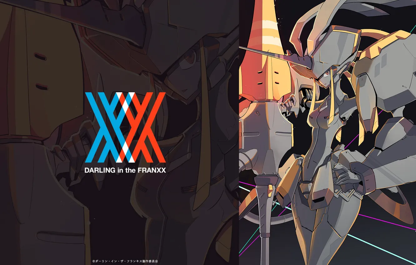 Photo wallpaper girl, robot, anime, art, darling in the frankxx