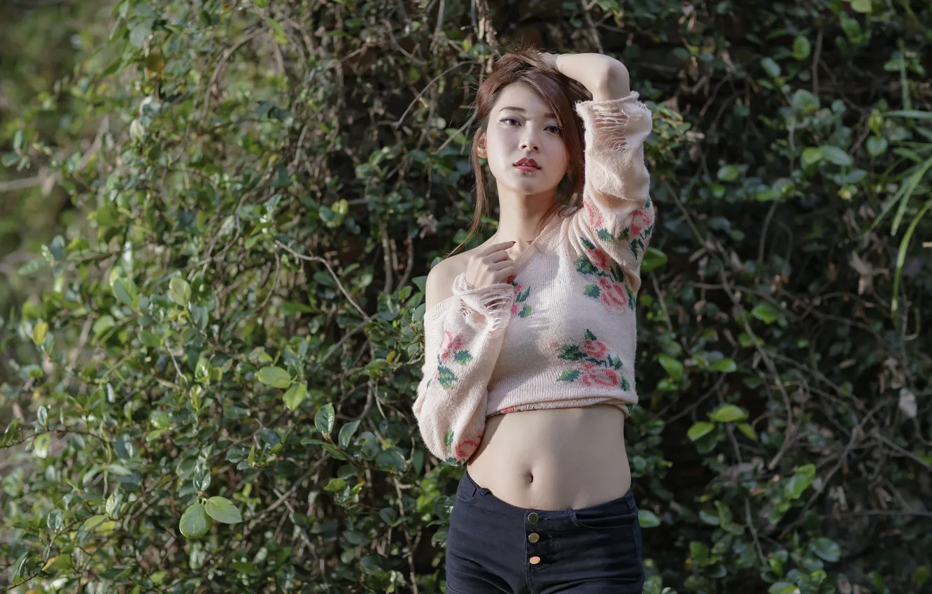 Photo wallpaper girl, background, Asian