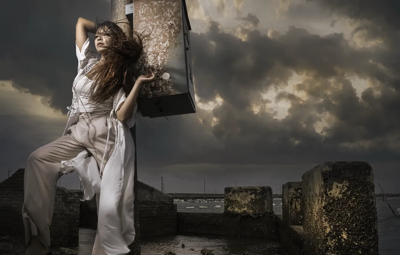 Photo wallpaper girl, pose, Asian