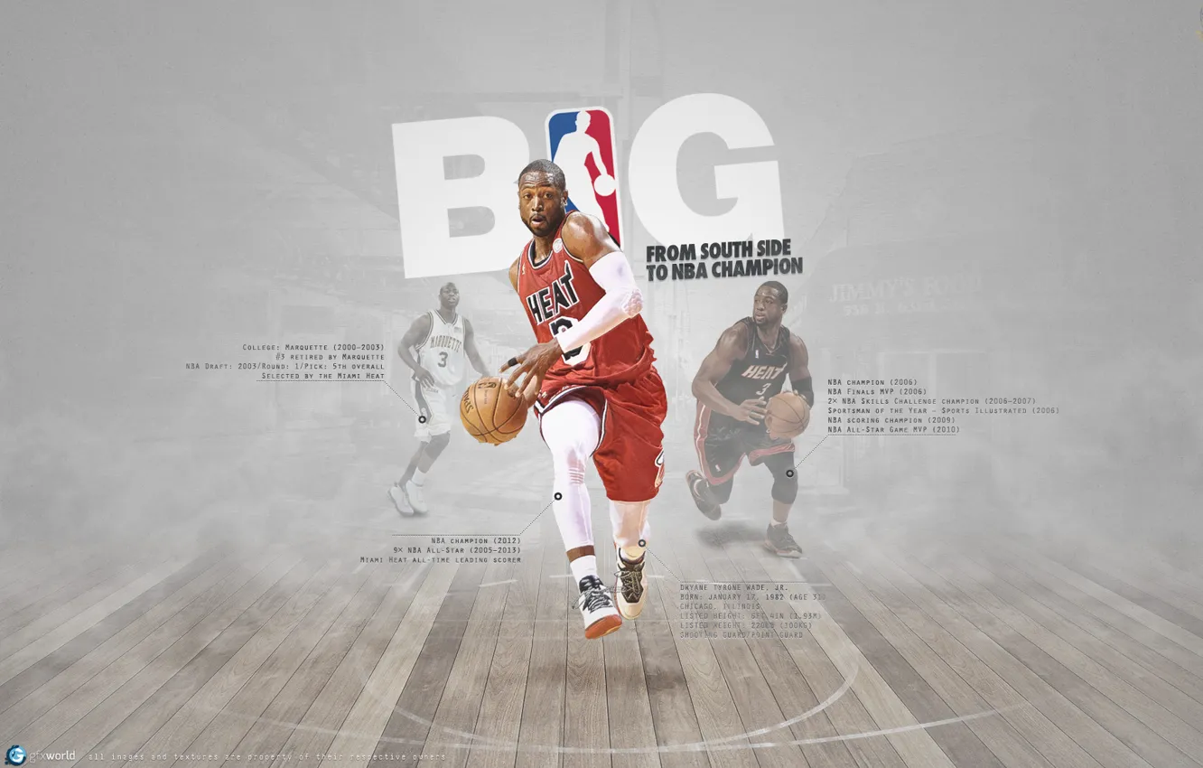 Photo wallpaper NBA, Basketball, Dwyane Wade, Miami, Miami Heat, Famous Stars Dwayne Wade, Miami Heat, champion
