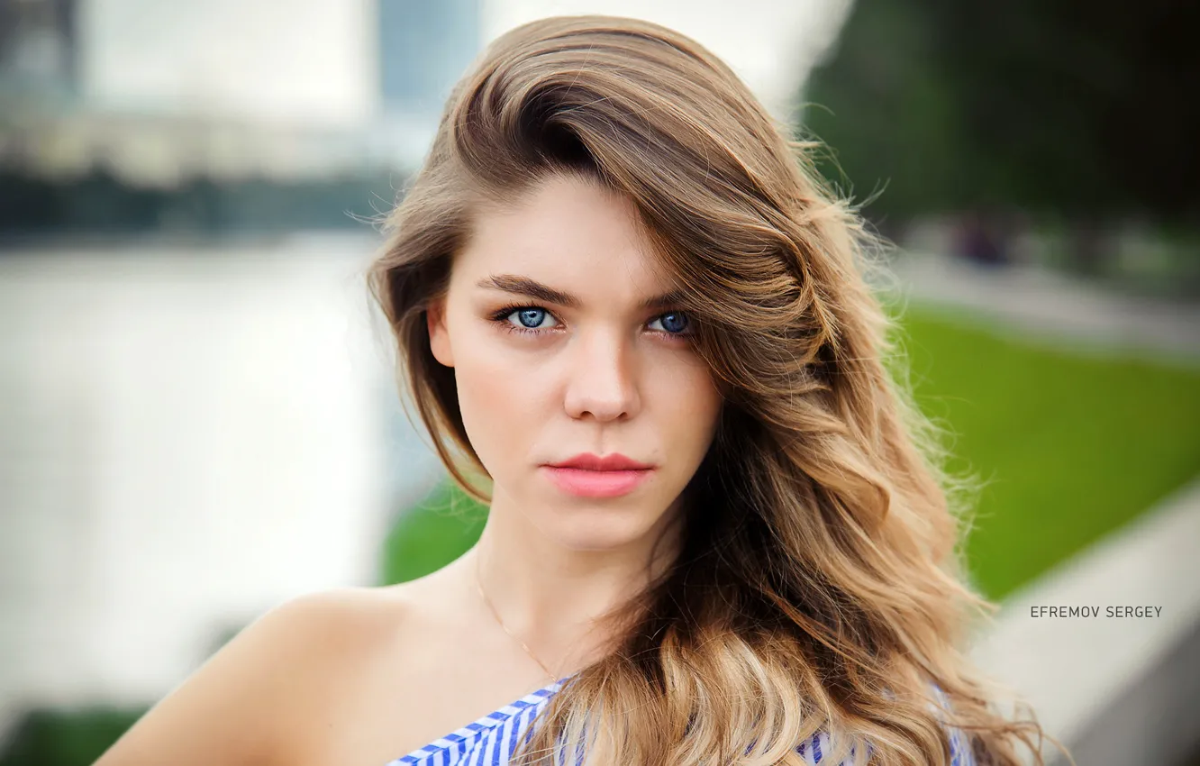 Photo wallpaper look, model, portrait, makeup, hairstyle, brown hair, bokeh, Viktoria